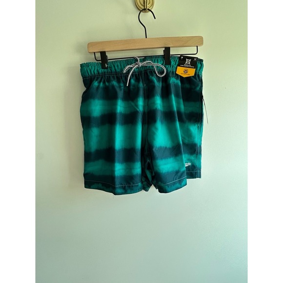 Speedo Other - Speedo 16'' Striped Swim Shorts Men's M | Green Striped Swimming Trunks UPF 50+